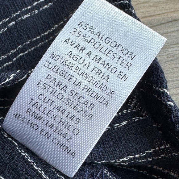 NWT She + Sky Navy Striped Smocked Off Shoulder Long Sleeve Top – Size S - Picture 8 of 12